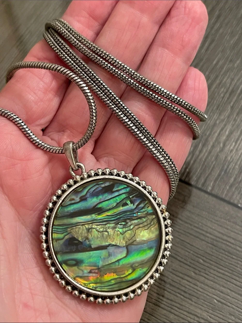 Lucky Brand Abalone Pendant Necklace Featuring an Iridescent Abalone Pendant